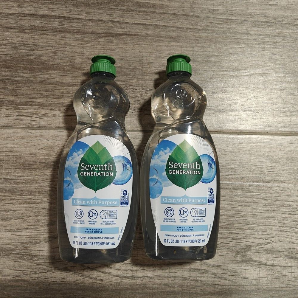 2x Seventh Generation Free and Clear Liquid Dish Soap Detergent 19 fl oz 2 PACK